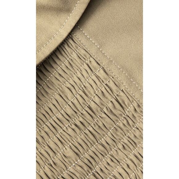 Micas Women's Medium Light Brown Foldover Smocked Side Zipper Tube Top - Picture 3 of 7